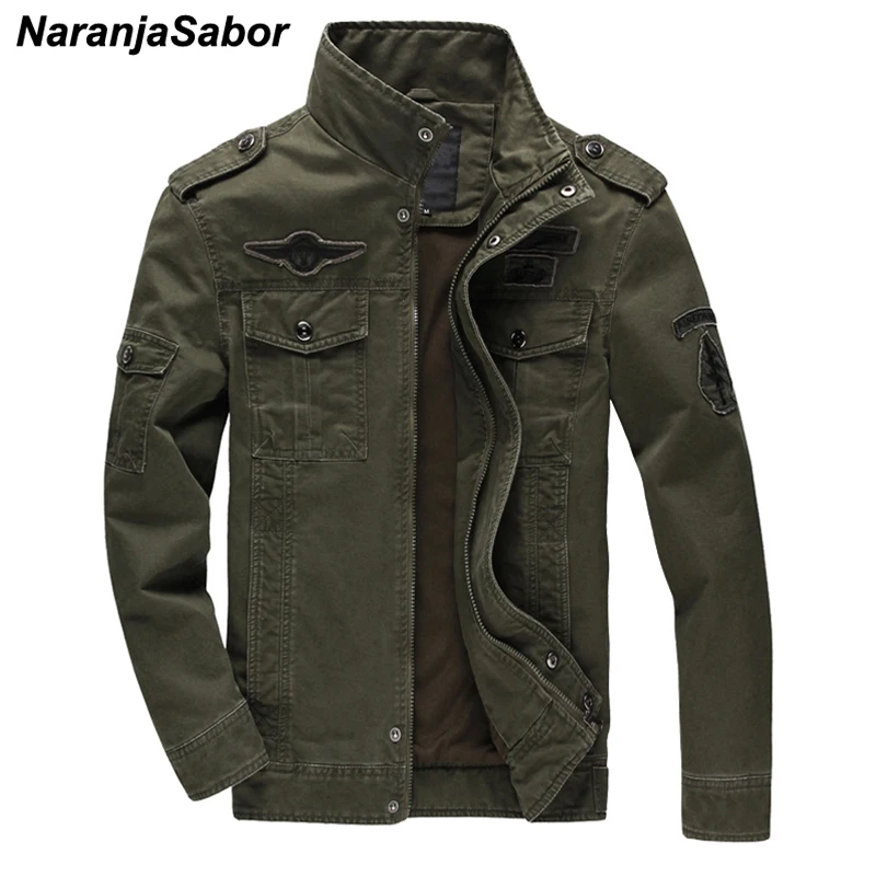 NaranjaSabor New Jacket Mens 2020 Autumn Men Solid Color Coat Male Fashion Military Outwear Large S