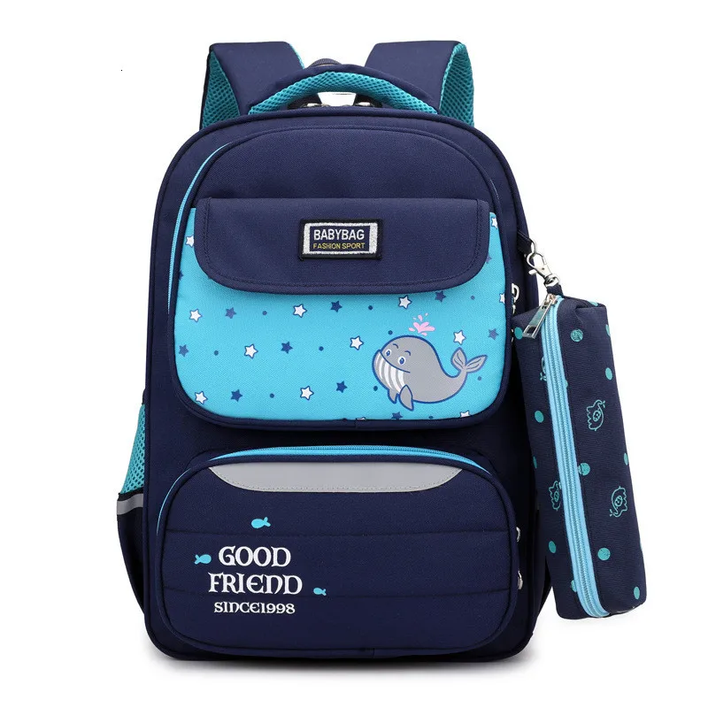 Водонепроницаемые детские школьные сумки для мальчиков и девочек ортопедические школьные сумки рюкзаки детские школьные сумки рюкзак для начальной школы Mochila - Цвет: blue