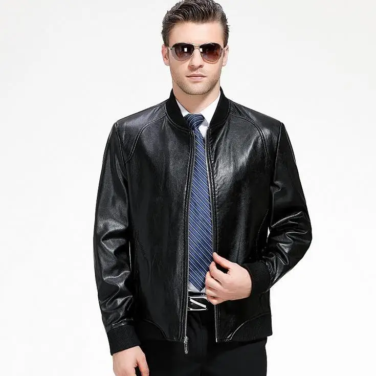 

Куртка мужская с воротником-стойкой, деловая Повседневная Верхняя одежда из натуральной кожи, брикет из овчины