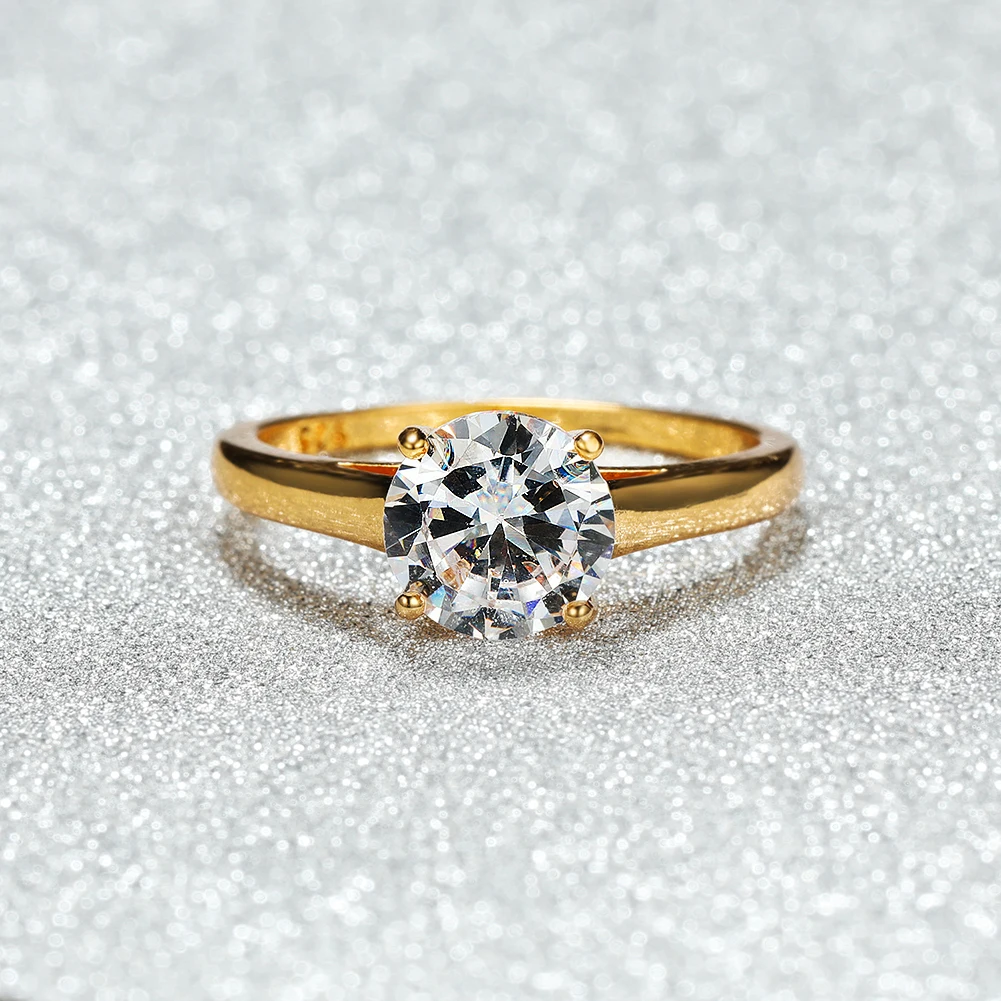 Female White Crystal Stone Jewelry Luxury Gold Color Wedding Rings For Women Luxury Round Zircon Engagement Thin Ring wedding rings round rings womens ring cubic zircon ring jewelry rings finger rings ring jewelry