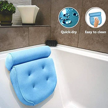 

Bath Pillow for Men Women Quick Drying Bath Pillow with Suckers for Tub Neck and Back Support( White/Blue/Pink)
