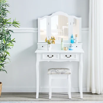 

Bedroom Makeup Dressers Table Set Mirror Dressers Dressing Table Stool White Painting Woman Makeup Mirror Dresser With Chair