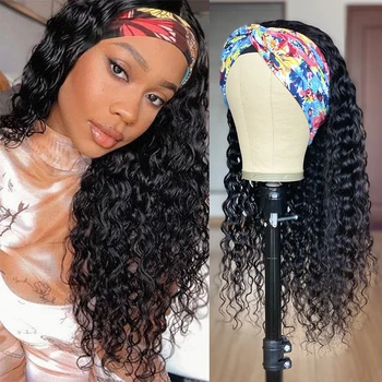Glueless Brazilian Remy Human Hair Kinky Curly Headband Wig