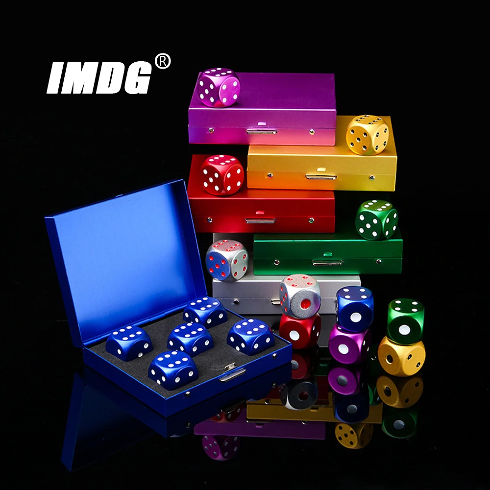 

5pcs/pack Colorful Aluminum Alloy Metal Dice Square Box 16mm Round Corner High Quality Boutique Game Dice