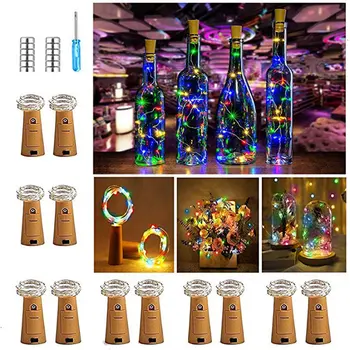 

Led Christmas Copper Wire String Button Wine Bottle Stopper Lantern 2M20 Lamp Silver Wire 12 + Button Battery + Screwdriver