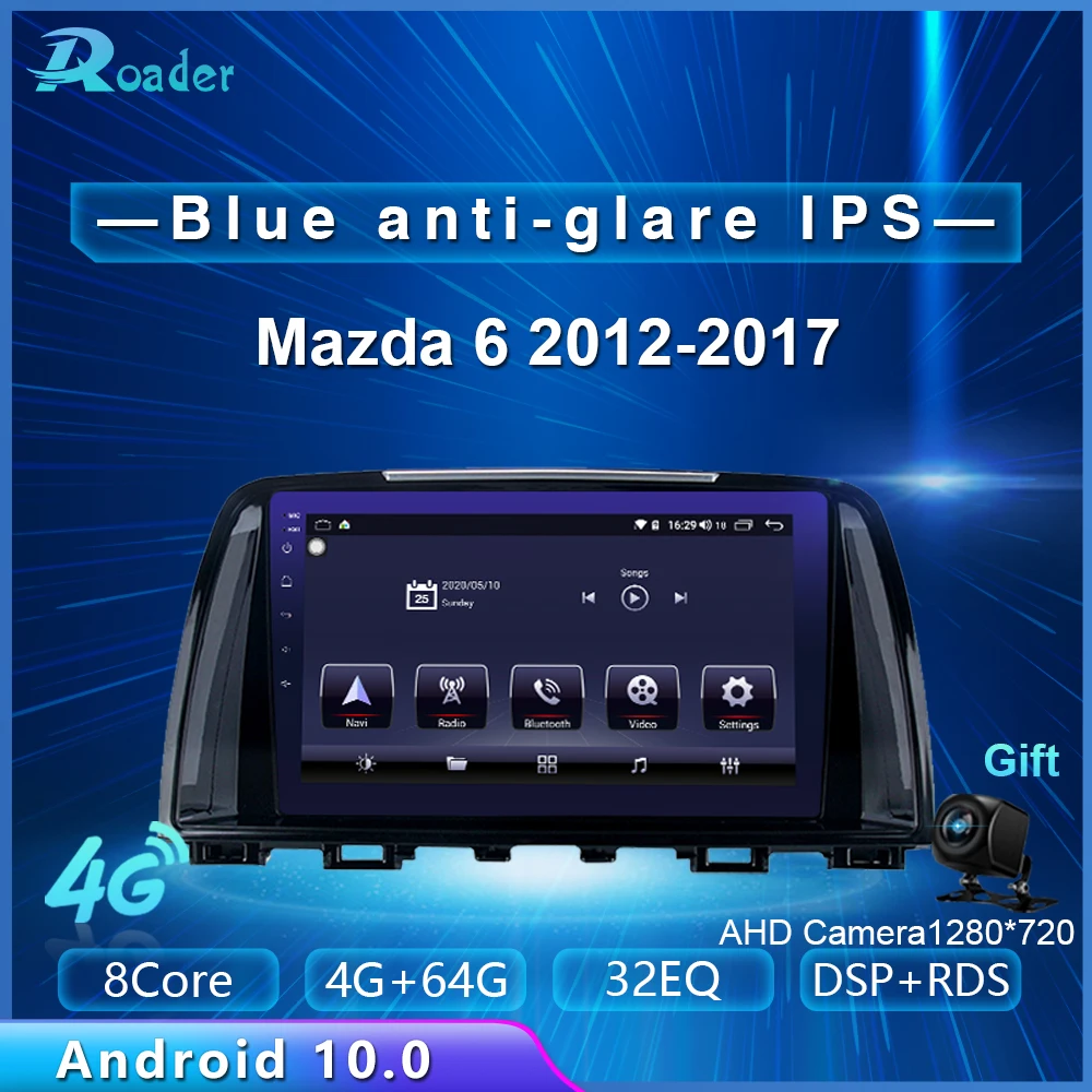 Автомобильный мультимедийный плеер Roader Android 10 0 автомобильный DVD для Mazda 6 2012 2013 2014