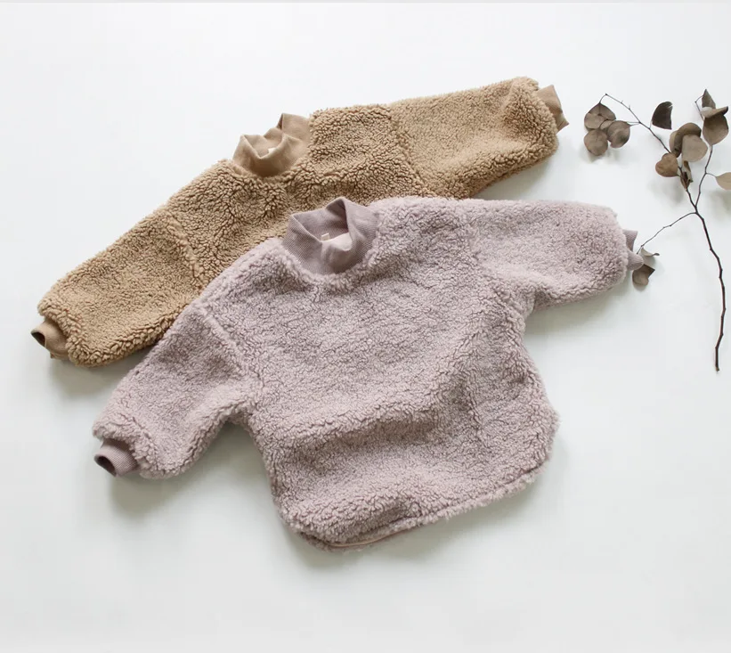 New Winter Soft Velvet Korean Style Baby Girls Long Sweatshirts Thicken Warm Kids Pullovers Tops Children Costumes | Детская одежда и