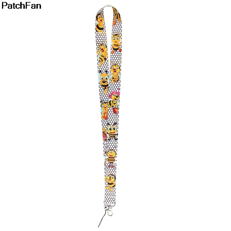 A2458 Patchfan мультфильм Милая пчела ключ ремешок для ключей ID телефон USB держатели бейджей телефон шейный ремень лямки для детей Подарки