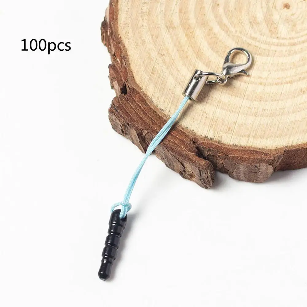 100 шт DIY Телефон Шарм универсальный 3,5 мм Анти Пыль Наушники разъем брелок Y4QB - Цвет: Небесно-голубой