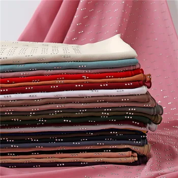 

Fashion Luxury Hot Gold Diamonds Hijab Scarf Women Shawl Plain Solid Chiffon Bandana Foulard Muslim Wraps Summer Scarves