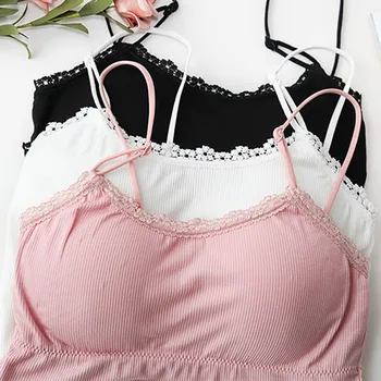 

Women Seamless Vest Camisoles & Tank Top Lace Side Beauty Back Solid Strap Vest Comfortable Underwear Sexy Tank Top