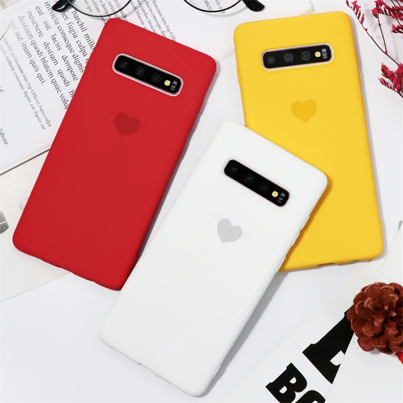 Крышка для samsung Galaxy A40 A50 A70 A10 A10E A20 A20E A30 A60 M20 M30 Note 5, 8, 9, 10 Pro S7 S8 S9 S10 Plus TPU сердце матовый чехол