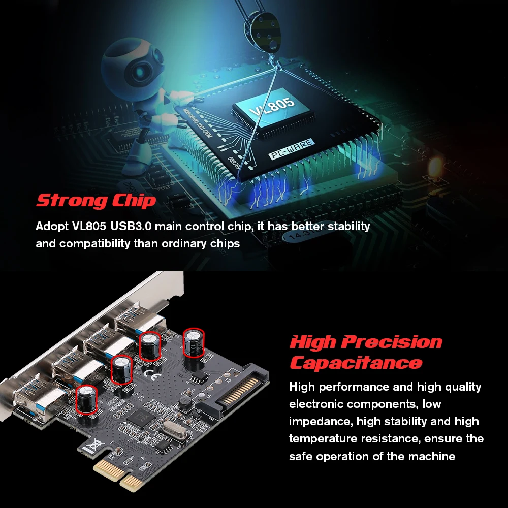 PCI-E до 4 портов USB3.0 карта расширения PCI Express до USB3.0 карта адаптера с интерфейсом питания SATA для настольного ПК