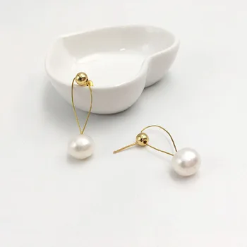 

100% Nature Pearl Earrings Gold Color Women Brincos Hot Sale Elegant Long Drop Earring Simplicity Design Ear Jewelry