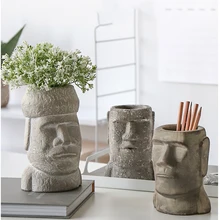 Пасхальный остров сад статуя двор Moai характер ваза статуэтки домашнего интерьера статуя цемент цветочный горшок декоративные украшения