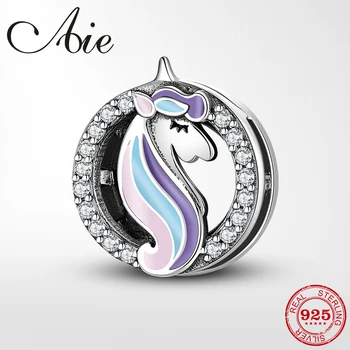 

925 Sterling Silver Colored enamel fairytale Unicorn Clips Bead fine Jewelry making Fit Original Reflection Charms DIY Bracelet
