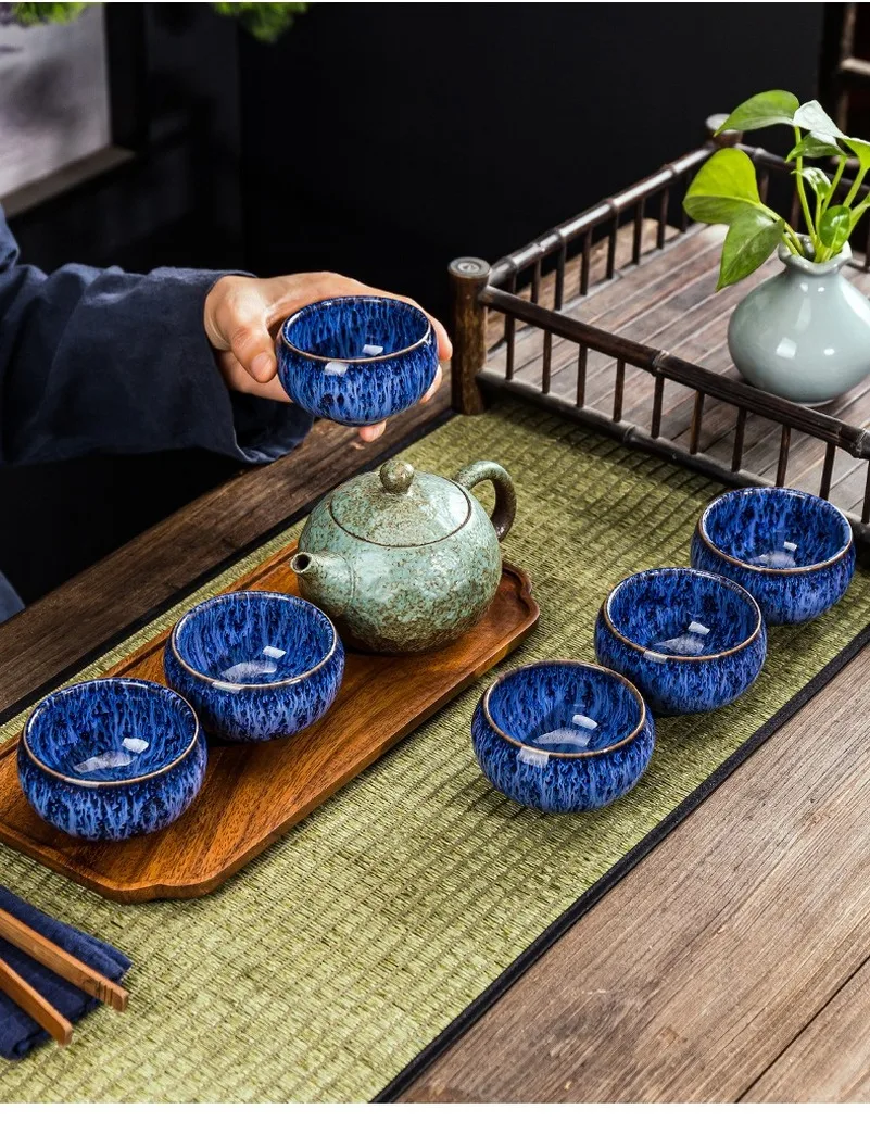 85ml Tea Set Teaware  Tea Set Cup Ceramic Chinese Style Tea Cup Set  Gongfu Tea Set  Colorful Glazed Tea Set