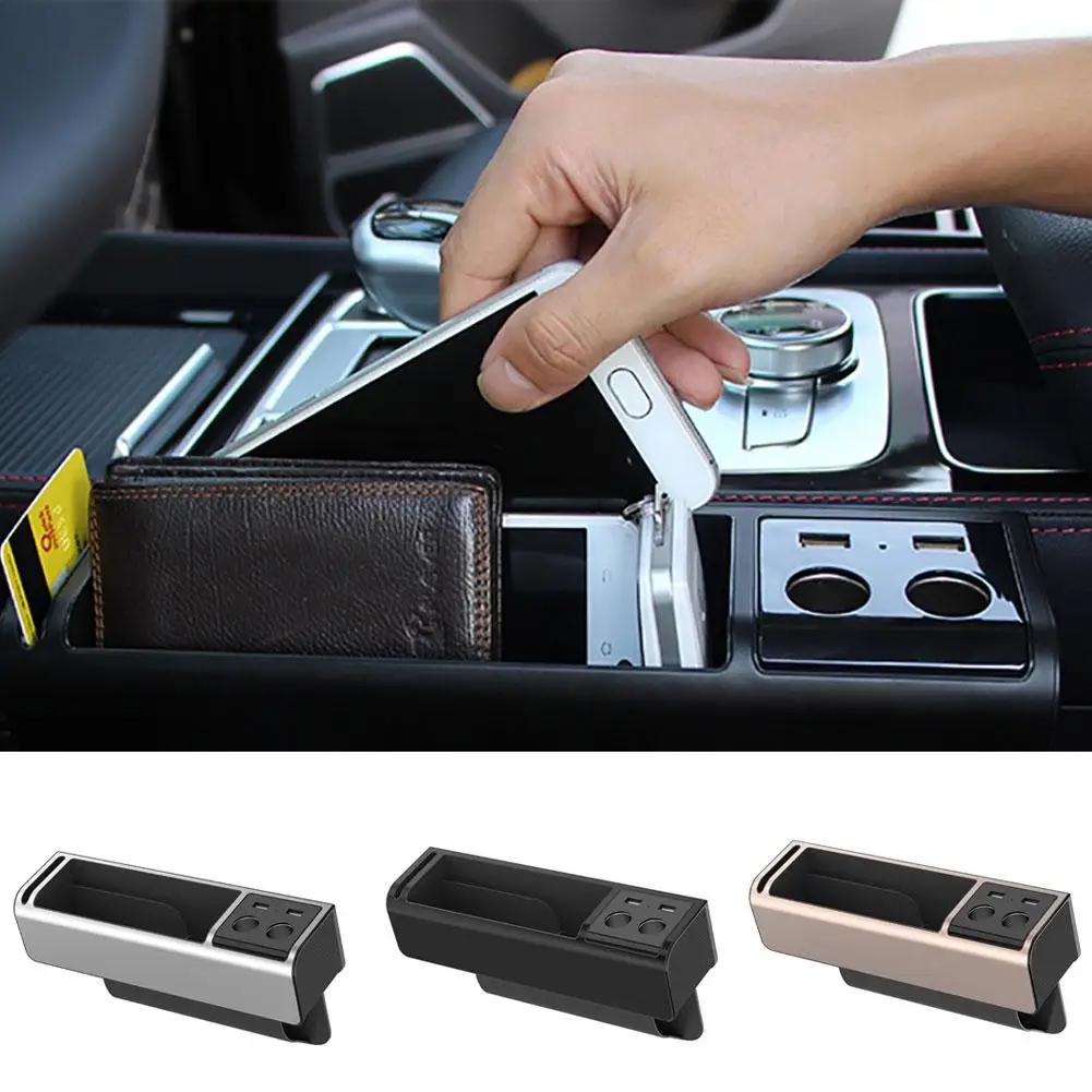 Car Seat Gap Organizer Plastic Storage Box with 2 USB Cigarettes Lighter Socket Unique socket design non-slip | Автомобили и