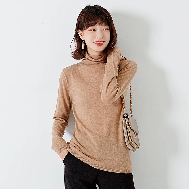 

women turtleneck sweater thin cashmere wool solid pullover long sleeve short fashion elegant basicshirt knitted sweaters jacket