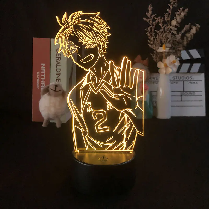 Лампа Аниме Haikyuu ночсветильник с цветным мультяшным рисунком для домашнего