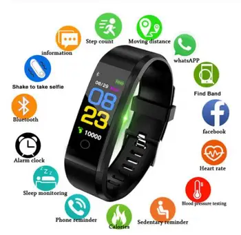 

sport bracelet 115plus blood pressure health wrist band waterproof smart watch men women fitness health wrist band tracker watch