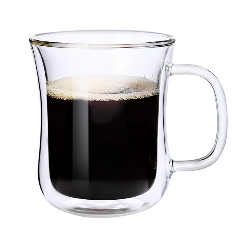 Прозрачный двусторонний настенный кружка для питья кофейные чашки чайный набор кружки пиво Кружка для офиса двойные стеклянные чашки с ручкой простые стили - Цвет: B