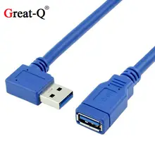 Cabo de extensão do ângulo direito de superspeed usb 3.0 um macho a um cabo do adaptador fêmea