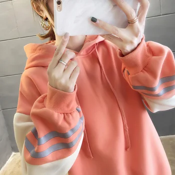 

Plus Velvet Hoodie Women's Hooded Tops 2019 New Style Thick Korean-style Loose-Fit Long Sleeve Mixed Colors Coat 7838