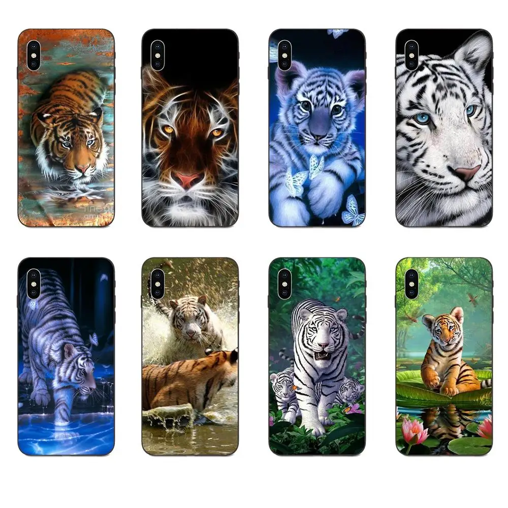 Яркий защитный чехол для телефона с изображением белого тигра Apple iPhone 4 4S 5 5S SE 6 6S 7 8
