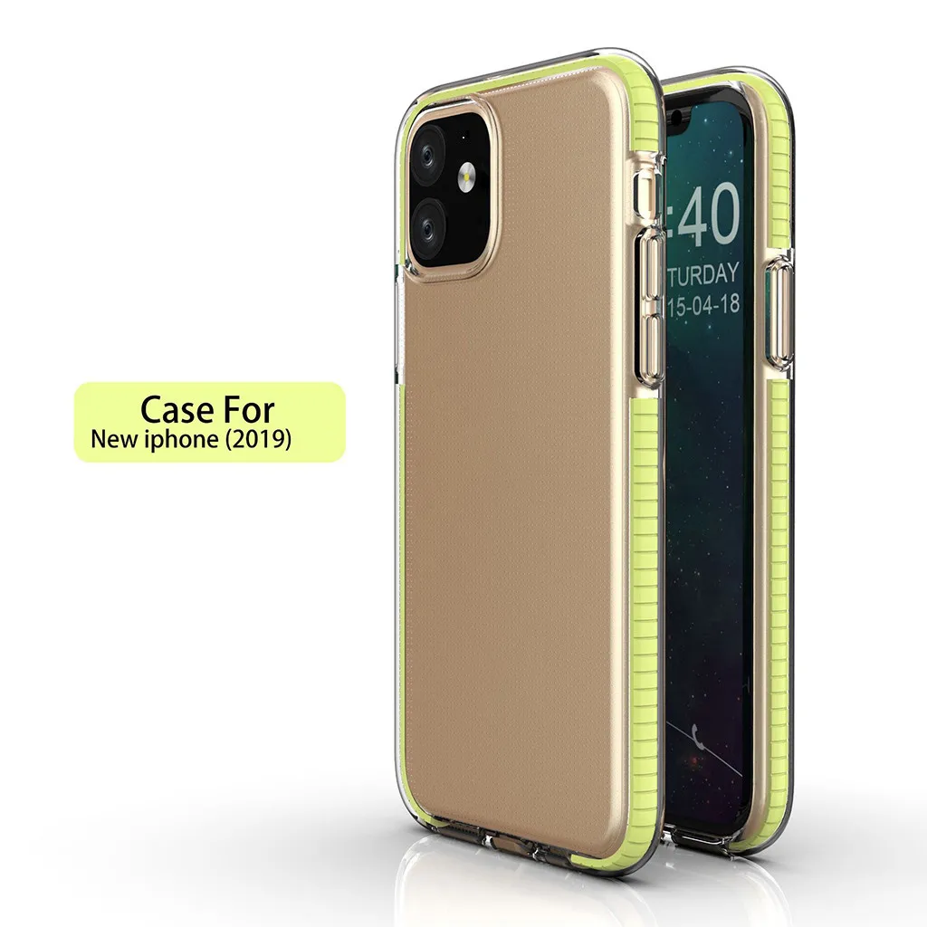 Цвет: желтый Чехол Mosunx из ТПУ с амортизацией и четырьмя углами для iPhone 11 6,1 дюймов и iPhone 11 Pro 5,8 дюймов Pro Max 6,5 Дюймов - Цвет: Цвет: желтый