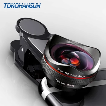 

TOKOHANSUN Professional 15x Macro Camera Mobile Photo HD 0.6x Super Wide Angle Phone Lens For Samsung S8 S9 iPhone 6S 7 8 Plus