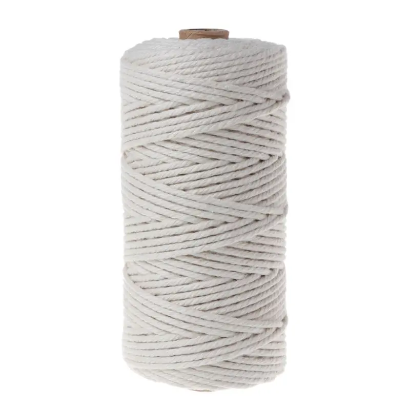 100/200/400 м натуральная плетеная хлопковая веревка Craft макраме ручной строка сделай сам, домашний, декоративный - Цвет: 3mmx100m