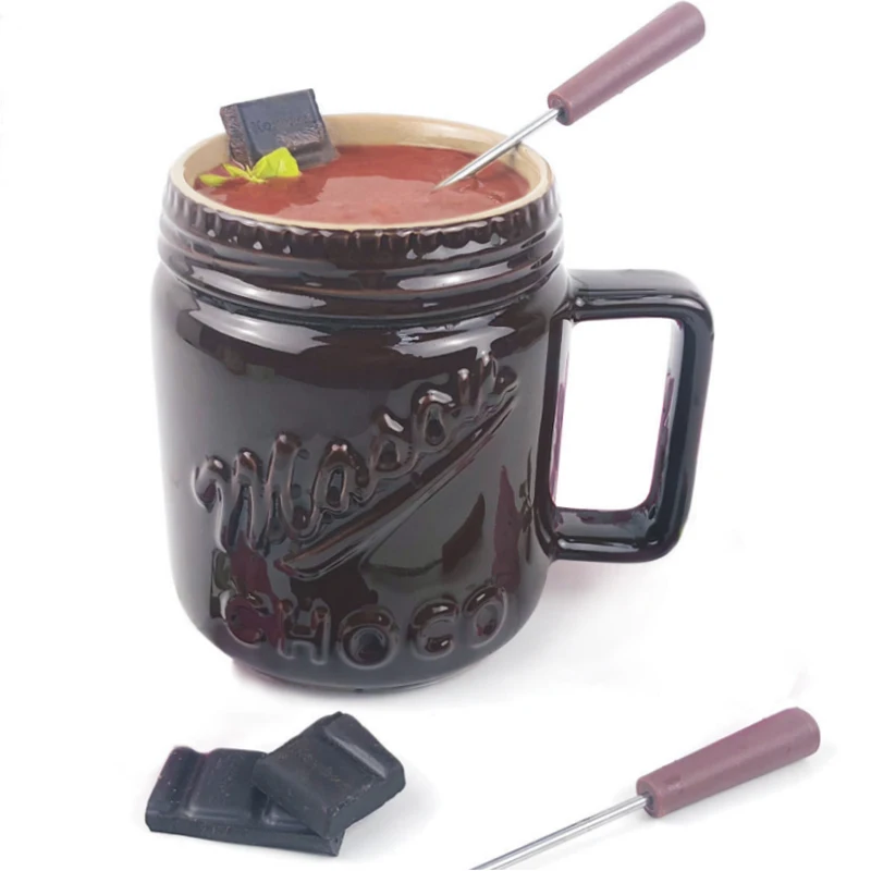 

Fondue Mug Set Personal Mini Fondue Pots Chocolate and Cheese Fondue Maker Kit Individual Butter Melter Cup Small Queso Warmer
