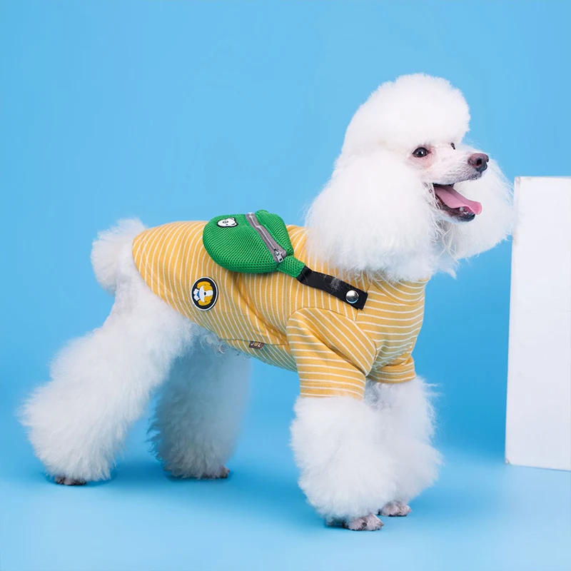 Рюкзак-переноска для домашних животных собак Одежда для футболка для собак полосатая одежда для собак костюм для собаки одежда для щенков Французский костюм для бульдога чихуахуа