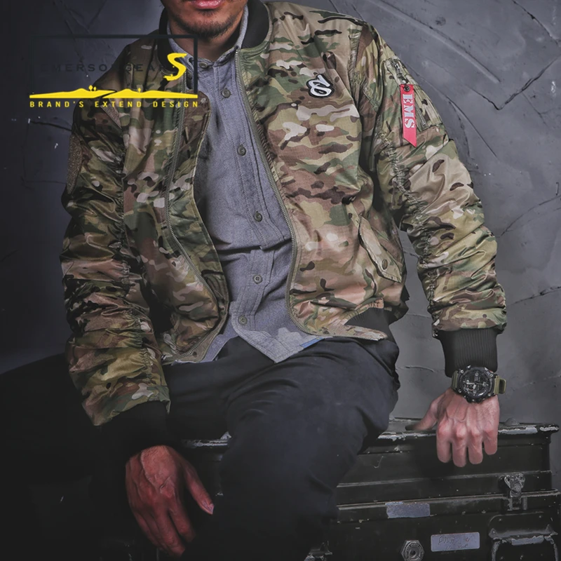 Emersongear Мужская термокуртка MA1 стильная теплая уличная Camoflage SoftShell водонепроницаемая ветрозащитная куртка повседневная тактическая куртка