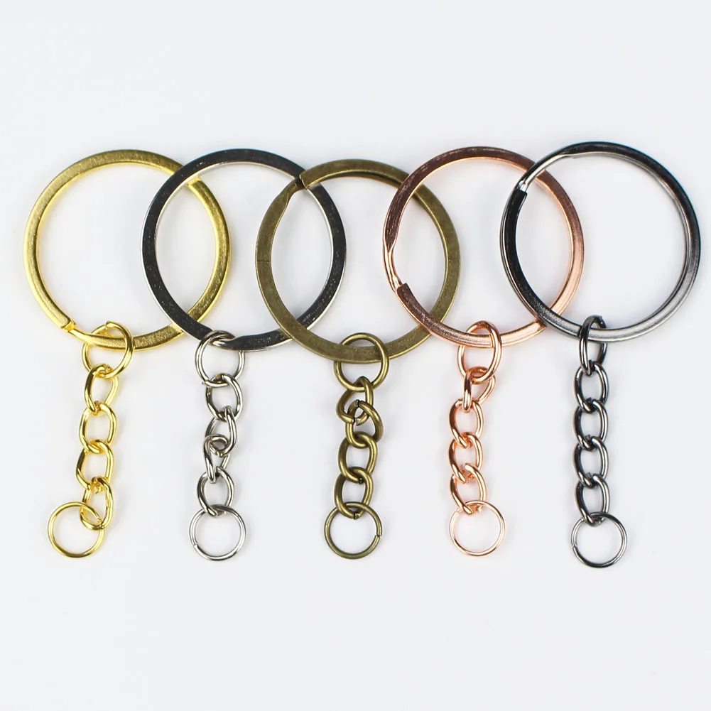 

10pcs/lot Key Ring Key Chain Gold / Rhodium / Antique Bronze 60mm Long Round Split Keychain Keyrings DIY Key Chain Accessories