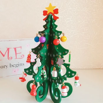 

Wooden Christmas Tree Handmade DIY Stereo Christmas Tree Presents Xmas Ornaments Scene Layout Home Party Decor Props