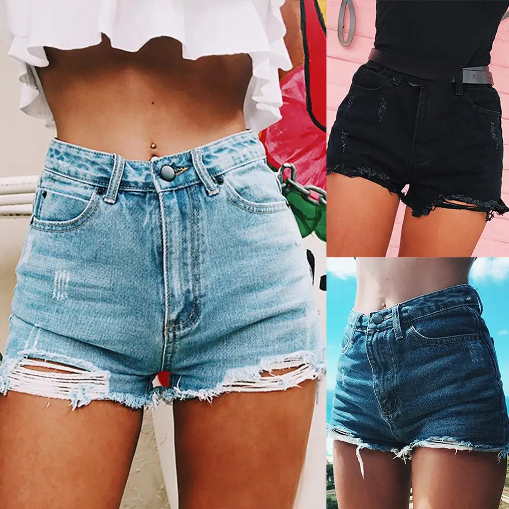 Fashion Ripped Frayed Hole Denim Shorts 