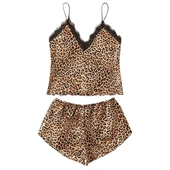 

Women's Sexy Pajamas Set Leopard Print Short Pijama Sets Summer New Fashion Comfortable Two-Piece Pijamas Women Suit