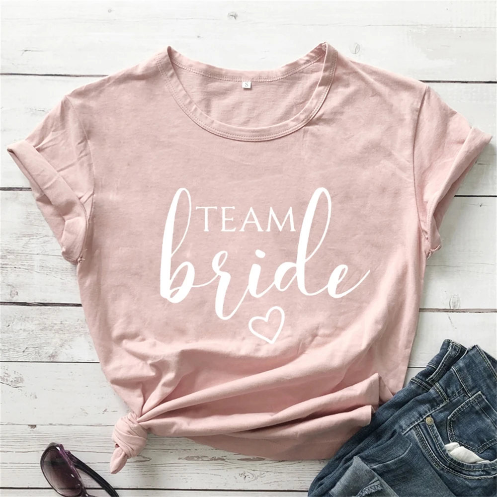 Bride And Team Bride Women's T-shirt Bachelorette Party Tee Bridal Shower Shirt Fashion Feminist Wedding Gift Tops T9WI