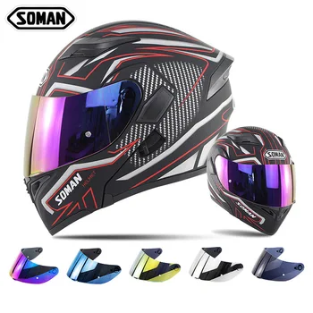 

Soman Motorcycle Racing Double Lens Modular Helmet Four Seasons Riding Warm Safety Helmet Sm955 with K5 Lens