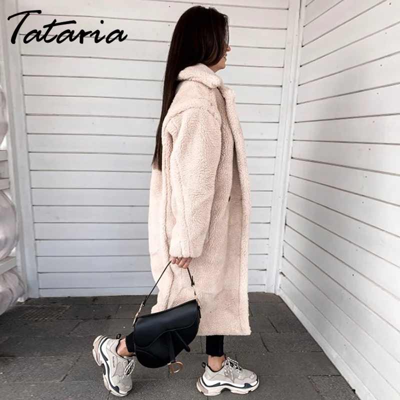 Tataria/зимняя куртка для женщин, длинное пальто из плюшевой шерсти, женские толстые хлопковые теплые хлопковые парки, женское плюшевое пальто, плюшевая одежда