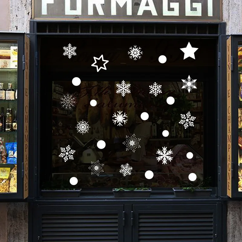 2019 Finestra Di Vetro Di Natale Shopping Mall Decorazione Impermeabile Di Auto-Adesivo Rimovibile Bianco Fiocco Di Neve Adesivi Murali