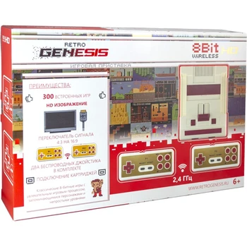 

Game console retro Genesis HD Wireless 300 games, two wireless joysticks, white/red
