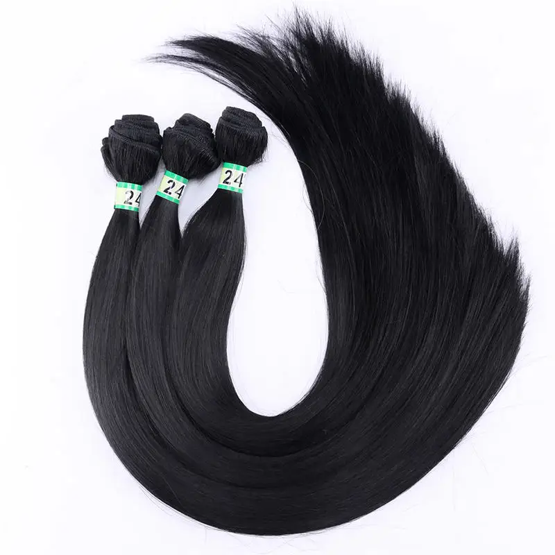 FSR 100 г светлые синтетические волосы для женщин прямые волосы Yaki ткачество 14-26 дюймов Расширение черный чистый цвет пучки волос