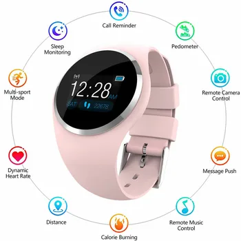 

2019 Fashion Women&Girl Waterproof Bluetooth Smart Watch Heart Rate Fitness Tracker For iOS Android