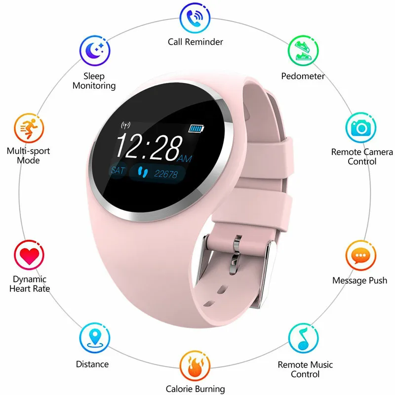 2019 Fashion Women&Girl Waterproof Bluetooth Smart Watch Heart Rate Fitness Tracker For iOS Android 2019 Fashion Women&Girl Waterproof Bluetooth Smart Watch Heart Rate Fitness Tracker For iOS Android