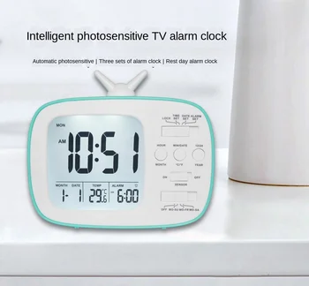 

Children 's Alarm Clock LCD Clock Students LED Digital Antique Style Plastic Bedside Alarm Clock Photosensitive Cong Ming Hong