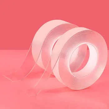 

3/5m Double Sided Transparent Magic Nano Tape - Upgrade Magic Tape Reusable Adhesive Strong Traceless Gel Grip Tape dubbelzijdig