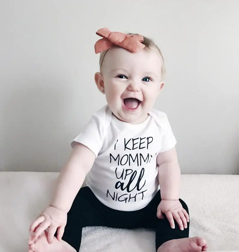 

I Keep Mommy Up All Night Nursing Baby Romper Funny ToddlerJumpsuit Infant Boys Girls Short Sleeve Clothes Newborn Gift
